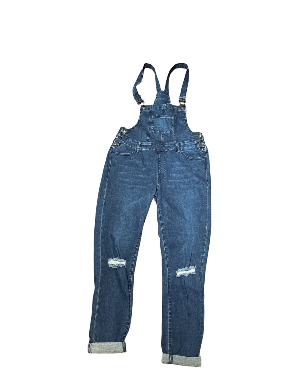 American Bazi Dark Blue Distressed Denim Overalls